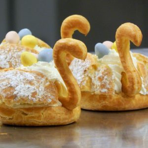 cream puff swan pastries